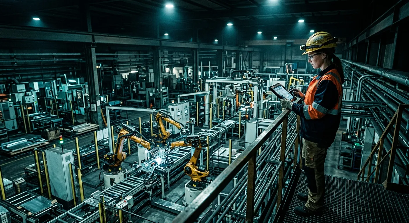 Plant-floor operator with handheld · process line